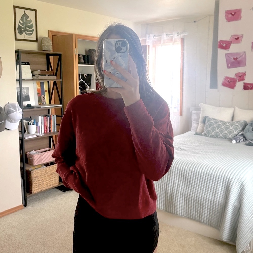 cute red crewneck